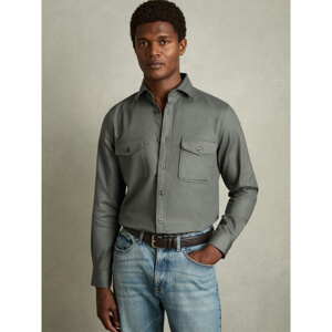 REISS Whisper Stretch Cotton Twill Twin Pocket Overshirt